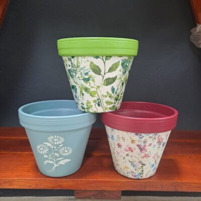 ROSEY PAINTED POTS 15CM